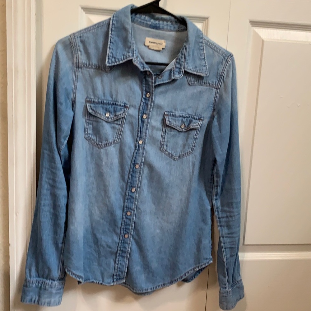 Light wash denim button down